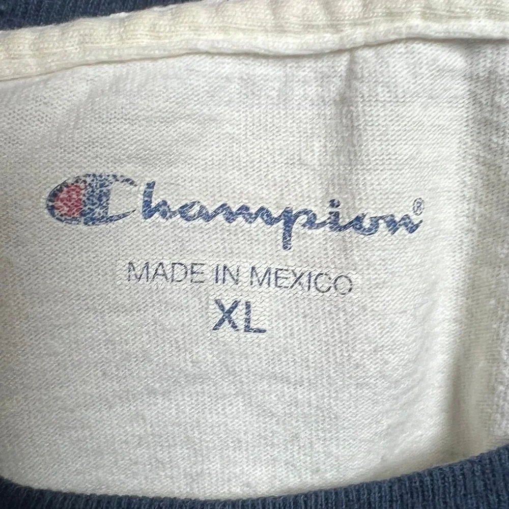 Champion NPR Wait Wait Don't Tell Me Ringer T-Shirt White Navy Blue Mens XL - Picture 4 of 4